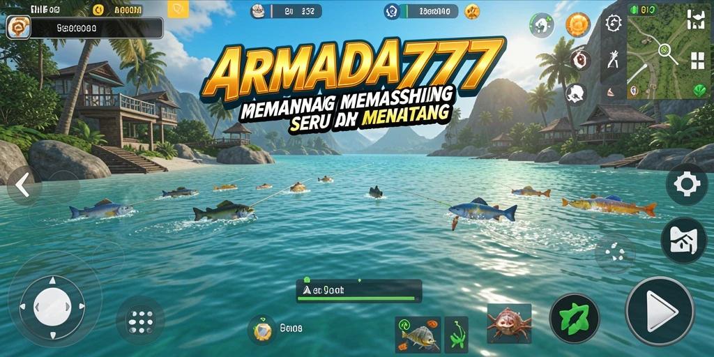 Screenshot ARMADA777 menampilkan gameplay memancing yang seru dan penuh warna.