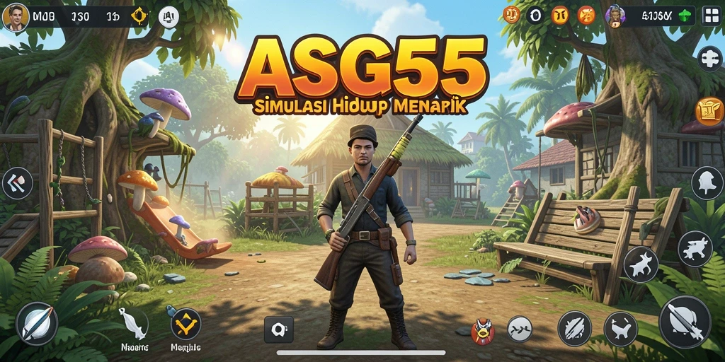 Tampilan gameplay seru dalam ASG55 yang menampilkan interaksi karakter.