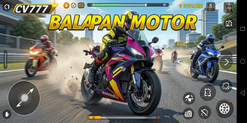 Tampilan gameplay beraksi saat balapan motor di CV777.