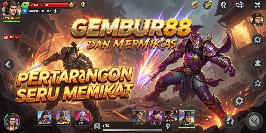 Tampilan screenshot yang menampilkan aksi pertarungan di GEMBUR88.