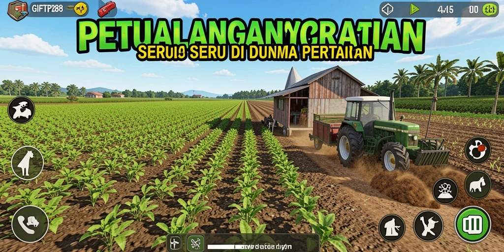 Screenshot utama GIFTRP288 menampilkan gameplay seru bertani dengan tanaman subur.