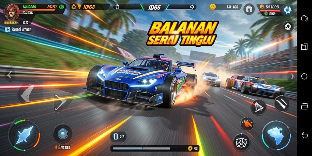 Screenshot gameplay ID66 menampilkan aksi balapan seru di lintasan terbaik.
