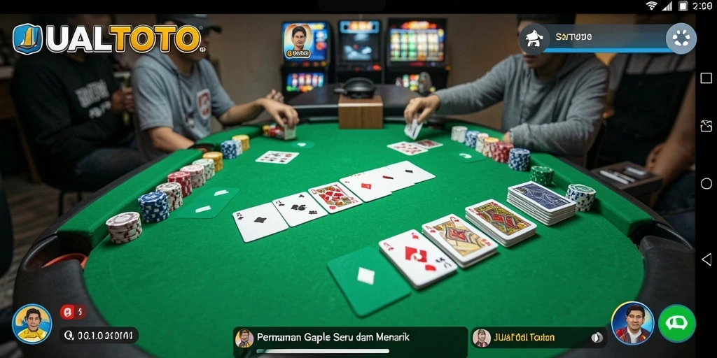 Screenshot JUALTOTO menampilkan gameplay Gaple yang seru dan interaktif.