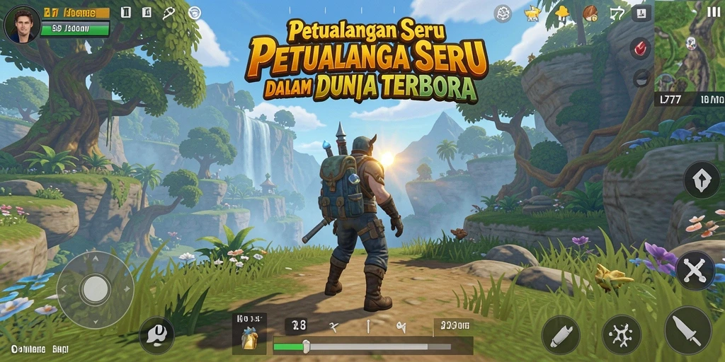 Screenshot gameplay L777 yang menampilkan dunia terbuka yang luas dan dinamis.