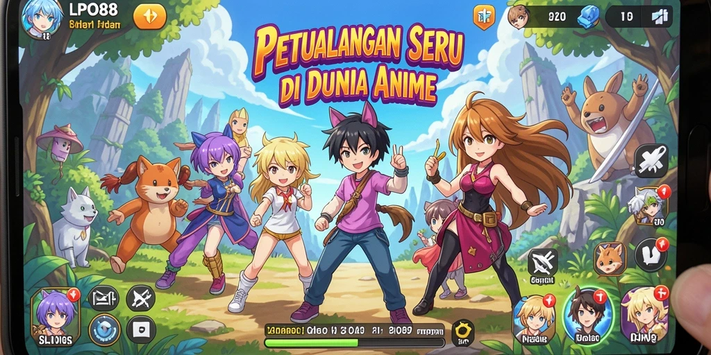 Screenshot gameplay LPO88 menampilkan pertarungan karakter anime yang dinamis.
