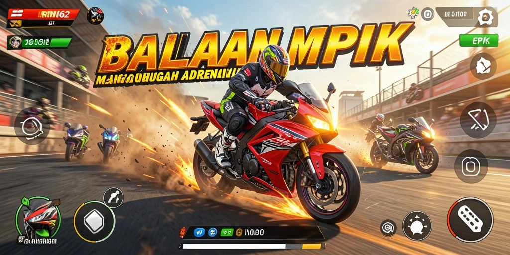Screenshot gameplay REMI62 menampilkan aksi balapan motor yang mendebarkan.