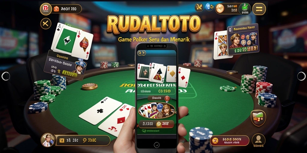 Tampilan gameplay menarik RUDALTOTO dengan suasana poker penuh aksi.